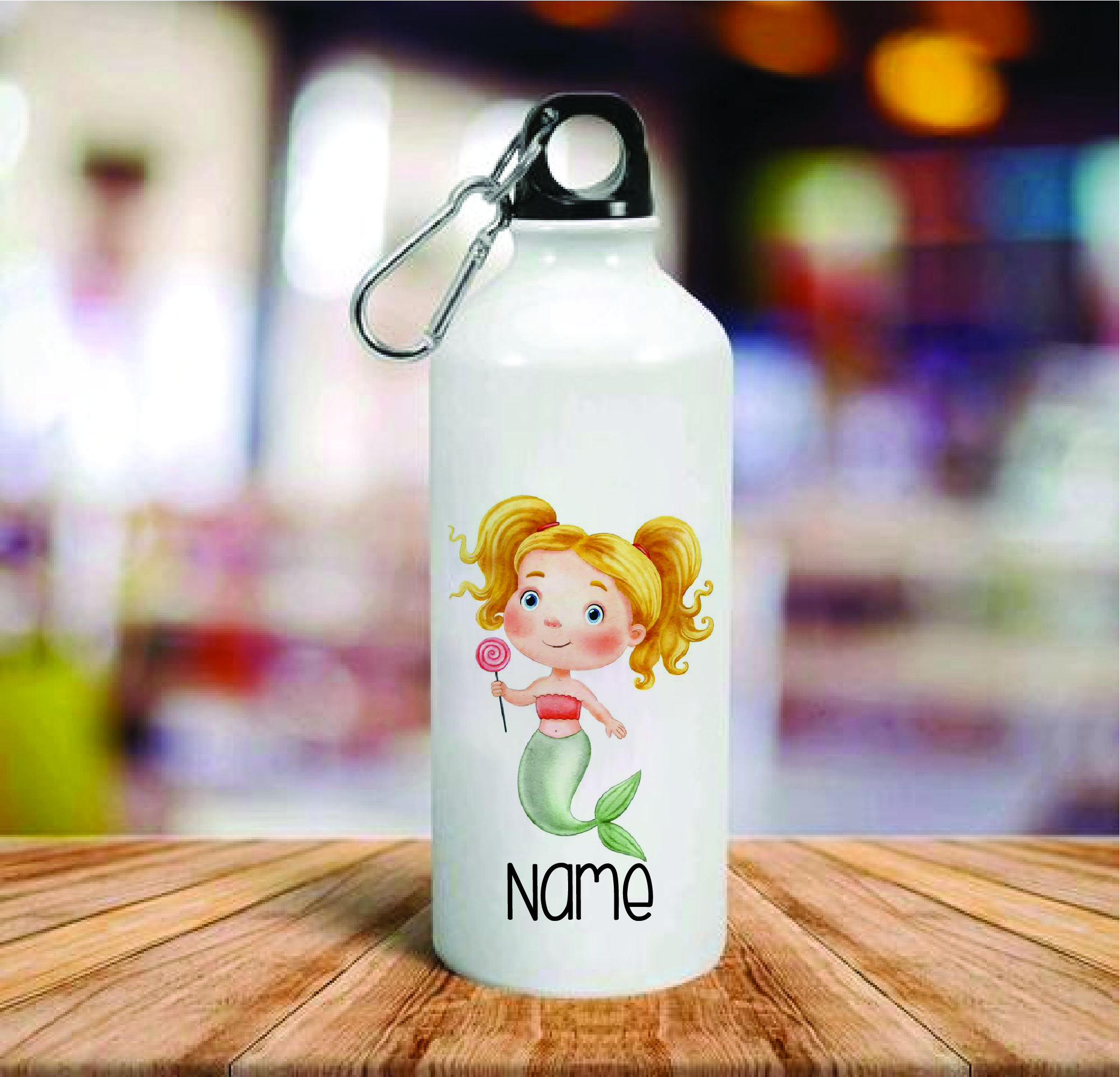 Personalised Little Mermaid Aluminum Water Bottle for Kids